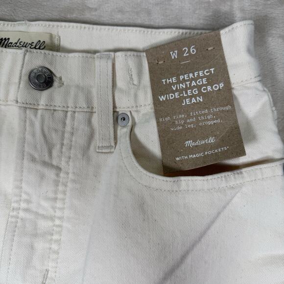 NWT Madewell Perfect Vintage Wide Leg Crop Jeans Size 26 Tile White Cream - Picture 2 of 11